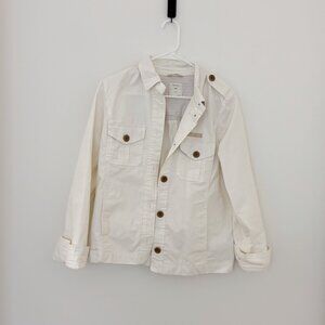Gap Cream Ivory Button Front Denim Jacket Blazer Small